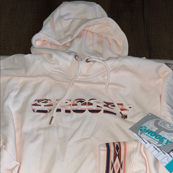 Aztec Patterned Hooey Hoodie in Cream and Pink - Picture 2 of 5